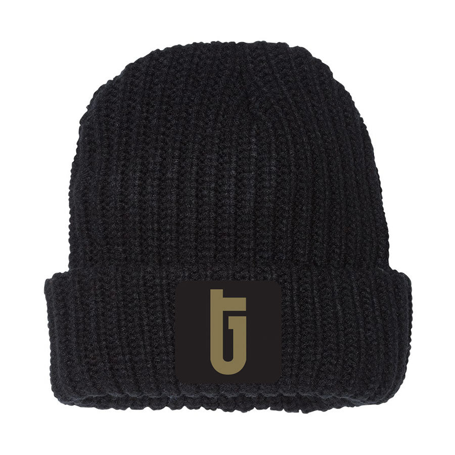Glass Tiger Knitted Black Toque (Beanie) with embroidered Logo