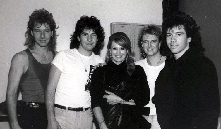 Glass Tiger with Angie Dickinson. Backstage New Years Eve, Long Beach, California 1986.
